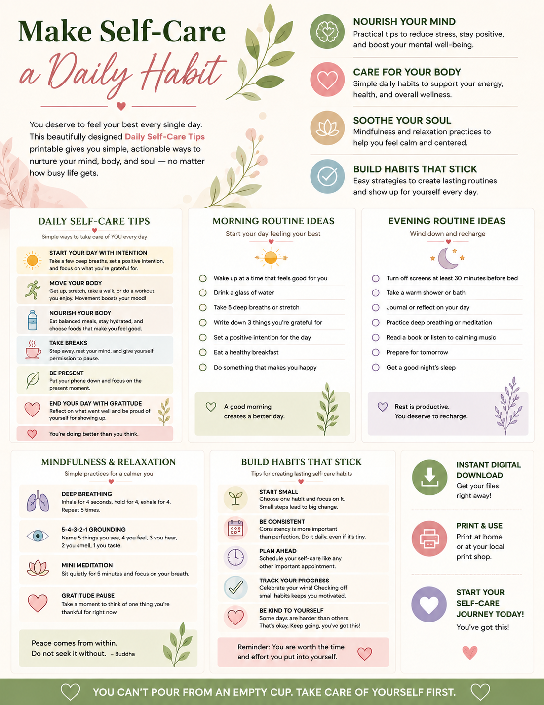 Daily Self-Care Tips (Printable)