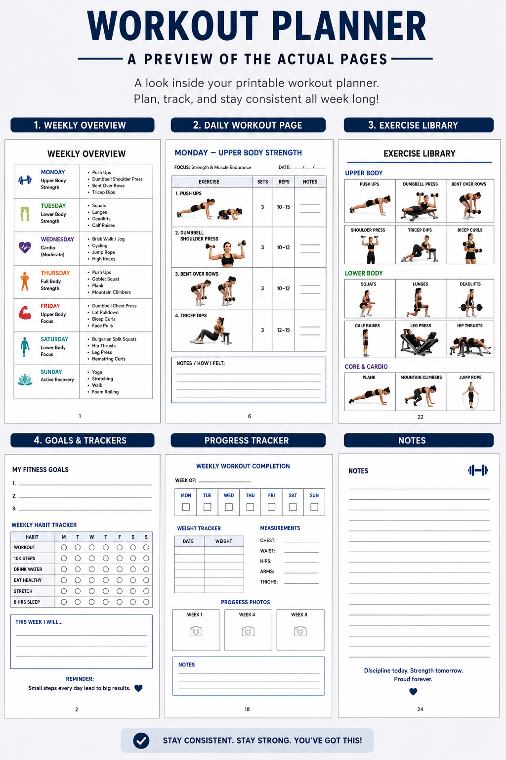 7-Day Weekly Workout Planner (Printable)